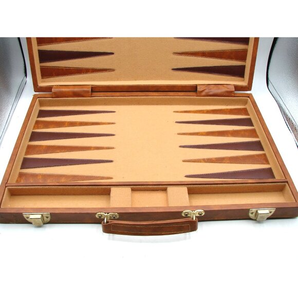 Leather Felt Backgammon Game Storage Case No Pieces Parts Replacement Collection - Picture 2 of 12